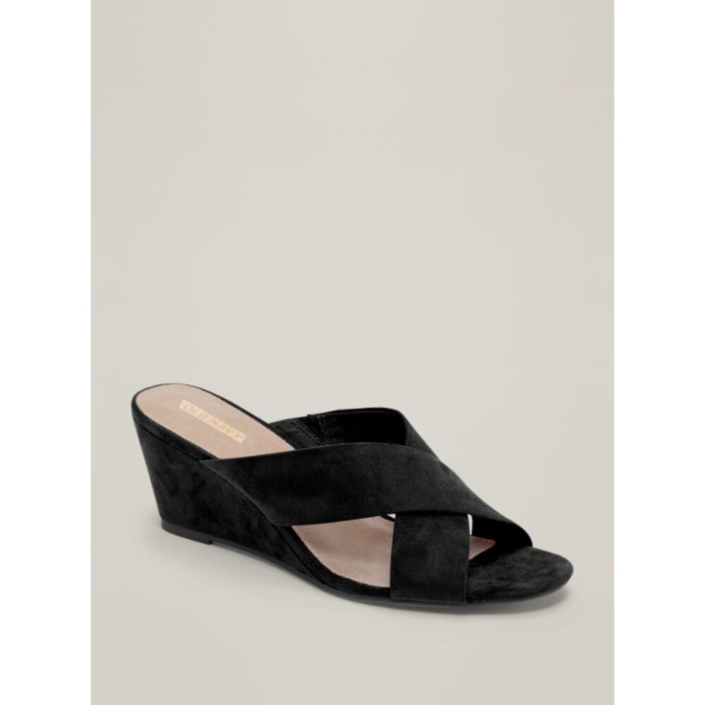 Old Navy Faux-Suede Cross-Strap Wedge Sandals - Lightly Worn